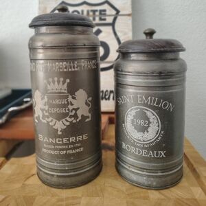 Vintage French Metal Canisters